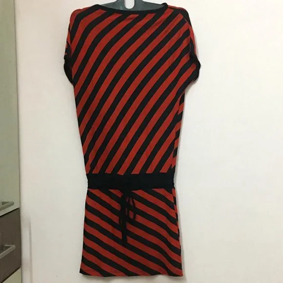 Red and Black Striped Loose Fit Dress - Picture 1 of 6